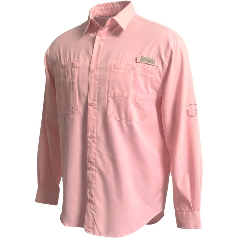 Columbia PFG Tamiami II Long Sleeve Pink Shirt Men's Medium